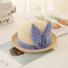 Chapeaux mode dessin animé oreilles paille bébé soleil pour filles seau chapeau enfants été casquette enfants plage Panama casquettes