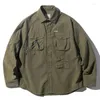 Мужские куртки весенняя осень американская рубашка для инструментов пальто с длинным рукавом открытая куртка свободная карманные топы корейский дизайн одежды для дизайна одежды