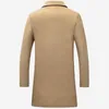 Trench da uomo Autunno Inverno Moda da uomo in lana tinta unita monopetto bavero lungo cappotto giacca soprabito casual 5 colori