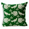 وسادة شمال أوراق هندسية زهرة أخضر الأزهار للأريكة المنزلية تزيين الكتان