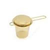 Linher de chá dourado de aço inoxidável cesto de infusor dobrável para chá para chá de chá 500pcs DAW504