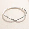 Sparkling CZ Diamond Wishbone Bangle Armband med originalbox f￶r Pandora 925 Sterling Silver Wedding Jewelry for Women Girls Engagement Armbands