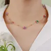 Choker G&D Summer Bohemia Flower Charm Chain Necklace Golden Stainless Steel Colorful Daisy Non Tarnish Jewelry Women