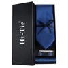 Bow Ties Hi-Tie Luxury Men's Tie Fashion Silk Stor slips 8,5 cm Navy Solid för män Formell bröllopskvalitet Gravata Business