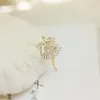Brooches OKILY Lovely Dacing Girl Pin Lapel Women Fashion Gold Color Angel Collar Small Anti-glare Brooch Costume Jewelry Decoration