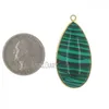 Pendentif Colliers PM36089 Plaqué Or Vert Et Noir Synthétique Malachite Pierre Gemme Cuivre Teardrop Bijoux Pour Femmes