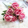 Decorative Flowers Silk Open Rose Bush 7 Artificial 17" Valentine Bouquet Home Furnishing Background Wall Decoration