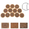 Creatieve Noordse mandala Design ronde vormmatten houten onderzetters met rack round kurk coaster