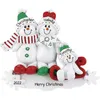2022 Ciondolo natalizio Pupazzo di neve Ornamento in lega Creativo Viaggio in famiglia Ornamenti di gruppo Decorazione per albero di Natale da appendere
