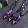 Collane con ciondolo Moda Ciondoli di ametiste naturali Donne Facted Purple Crystal Energy Stone Collana Uomini Healing Reiki Gioielli Regali
