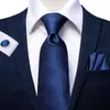 Bow Ties Hi-Tie Luxury Men's Tie Fashion Silk Stor slips 8,5 cm Navy Solid för män Formell bröllopskvalitet Gravata Business