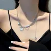 Kedjor 2022 Reflekterande Pearl Splicing Halsband f￶r kvinna Luxury Multi-Layer Hip-Hop Fashion Lovely Niche Sweater Chain