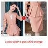 Kvinnors tvåbitar byxor Izicfly Autumn Fashion Office Uniform Styles Purple Woman Suit With Pant Korean Ladies Ruffle Business Blazer Set