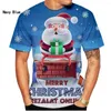 Men's Tracksuits Summer Men's Tshirt Christmas Fashion Street Top 3D Print Santa Claus Tree Oversize O Neck Casual