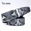Belts Fashion Men's Leather Faux Snakeskin Striped Strap Belt High Quality Designer Casual Automatic Buckle