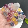 Strand Wholesale Colorful Natural Fluorite Stone Bracelet Carved Cute Zodiac Bead Crystal Hand Row For Women Men Fashion Jewelry