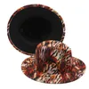 Berets QBHAT Tiger Animal Print Fedora Hats With Black Bottom Wide Brim Women Men Jazz Party Top Hat Outdoor Travel Sun Protection Cap