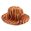 Berets QBHAT Tiger Animal Print Fedora Hats With Black Bottom Wide Brim Women Men Jazz Party Top Hat Outdoor Travel Sun Protection Cap