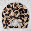 M528 Sp￤dbarnsflicka Leopard Donut Cap Indian Turban Caps mjuka varma huvudbonad barn skalle beanie barn hattar