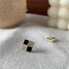 Stud Earrings Jewelry 2022 Korean Fashion Retro Square Exquisite Shiny Zircon Black Drop Glaze Ladies Simple