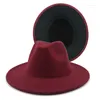 Berets Colorful Tuo Toned Fedoras Hat For Women Men Classic Fashion Jazz Cap Ladies Wide Brim Autumn Panama Accessories Wholesale