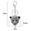 Keychains Key Chain Diamond Leopard Head Keychain KeyRing Fashion Pendant Women Gift Direct Sales