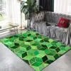 Tapis délicat vert noir couleur progressive 3D pour salon chambre à coucher tapis métal treillis géométrique imprimé maison tapis doux