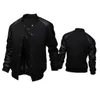 Men's Jackets Autumn Winter -Selling Men's Baseball Jacket Big Pockets And Leather Sleeves Casual Sports Stand-up Collar