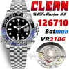 نظيفة GMT CF126710 VR3186 BATMAN AUMATION MANS WATCH CF Black Blue Ceramic Imply Dial 904L Jubileesteel Bracele