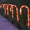 Solar Power Light String Christmas Candy Cane Lights LED Garden Ground Plug Crutch Year Room Decor Warm Atmosphere