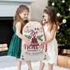 Santa Sacks Christmas Decorations Canvas Gift Bags With DrawString Xmas Candy Storage Large Bag Drawing Pocket voor kinderen Present 50x70cm Groothandel EE
