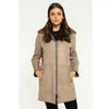 Trench con cappuccio in pelle da donna 2022 da donna casual in shearling giacca di pelliccia lunga in pelle di pecora turca