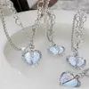 Pendant Necklaces Korean Style Exquisite Split Heart Necklace For Women Girls Fashion Multilayer Crystal Choker Wedding Party Jewelry Gift