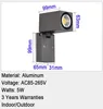 AC85-265V 5W Angle ajusté mur LED lampe IP65 étanche utilisation intérieure et extérieure coque de couleur gris noir de haute qualité