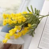 38 cm Faux Acacia Fleurs Artificielles Jaune Mimosa Pulvérisation Branche De Fruits De Cerise De Mariage Maison Table Décoration Faux Fleur