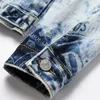 Giacche di jeans con stampa di lettere da uomo di moda Giacche di jeans slim fit Cappotto di capispalla in cotone Cardigan a maniche lunghe Abbigliamento maschile Taglia M-3XL