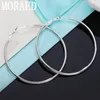 Hoop Earrings 925 Sterling Silver Smooth 50mm 60mm Round Circle For Women Fashion Charm Wedding Engagement Jewelry