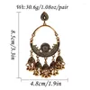 Dangle Earrings Boho Ethnic Big Carved Turkish Earring Handmade Classic Gold Color Vintage Bell Tassel For Women Gypsy Jewelry