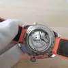 Lyxiga män titta på orange 43,5 mm havsaxial keramisk ram safirdesigner tittar transparent Asien kal.8500 rörelse mekaniska automatiska mäns armbandsur