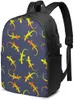 Zaino Lizards Gecko Party Business Laptop School Bookbag Viaggio con porta di ricarica USB Cuffie Fit 17 In