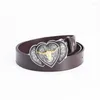 Belts Customized Unisex Belt Genuine Cowhide Long Women's Single Loop Heart-shaped Punk Couple