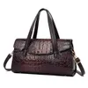 Retro Women Casual Tote Luxury Crocodile Grain Högkvalitativ PU -läder axelhandväskor och Purses Female Black Bag 2022