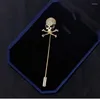 Broches pino de osso de alta qualidade punk pank pins para homens homens de esqueleto legal com rhinetsona stone femme atacado