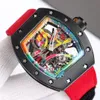 Zegarek z serii Tourbillon RM68-01 Kolorowe graffiti z w pełni automatycznym mechanizmem mechanicznym Szafirowe szkło odporne na zarysowania Ceramiczna koperta zegarka