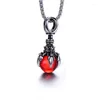 Choker Stainless Steel Pendant Necklace Red Blue Black Shining Three Colors Round Stone Men's Jewelry