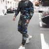 남자 트랙 슈트 2022 남자 의류 트랙복 세트 긴 슬리브 스웨트 셔츠 바지 남성 3D 프린팅 바지 정장 거리 패션