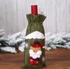 Julekorationer jute vinp￥sar dekoration Santa Claus Ornaments Xmas Champagne Wines flask t￤cker dragkastp￥s partyware