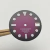 Kits de réparation de montres, pièces jaune violet, cadran 28.5mm NH35A bleu lumineux pour mouvement automatique avec LOGO S