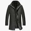 Men's Jackets 2022 Winter Men's Jacket Fur Collar Liner Warm Leather For Men Outdoor Business Mne's Coat Medium Long M-4XL