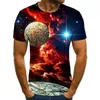 Мужские футболки T 2022 Summer Starry Sky 3D-печать. Случайная хип-хоп-топ-хоп.